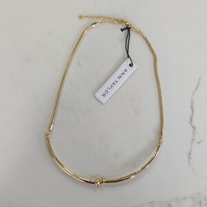 Ann Taylor Elegant Knot Design Solid Lower Gold Necklace